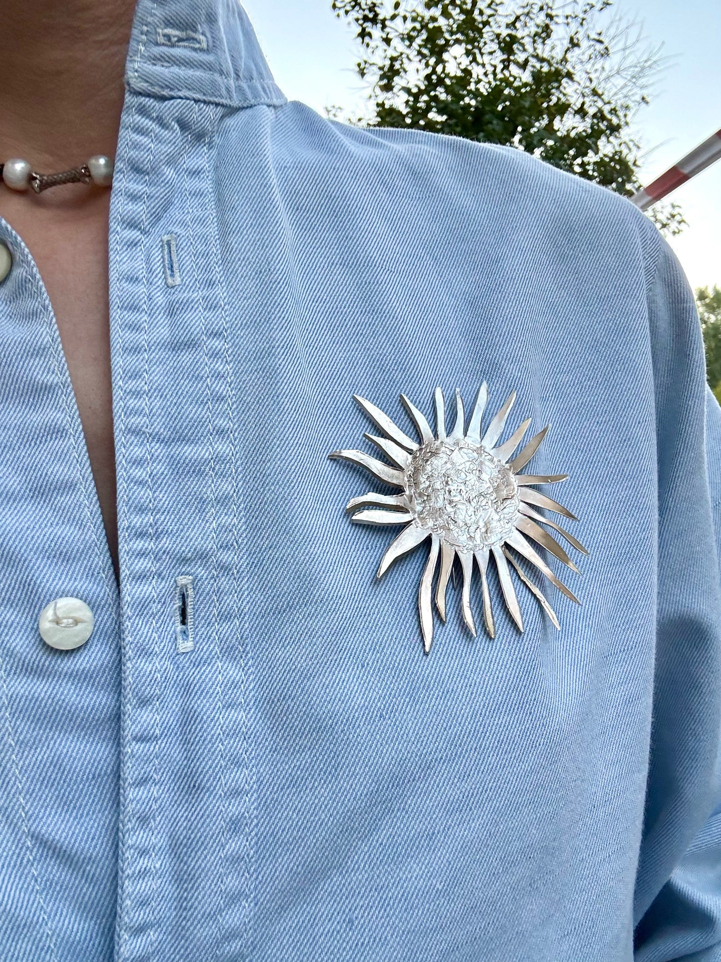 Brooch lover sterling silver sun by Angela Lago