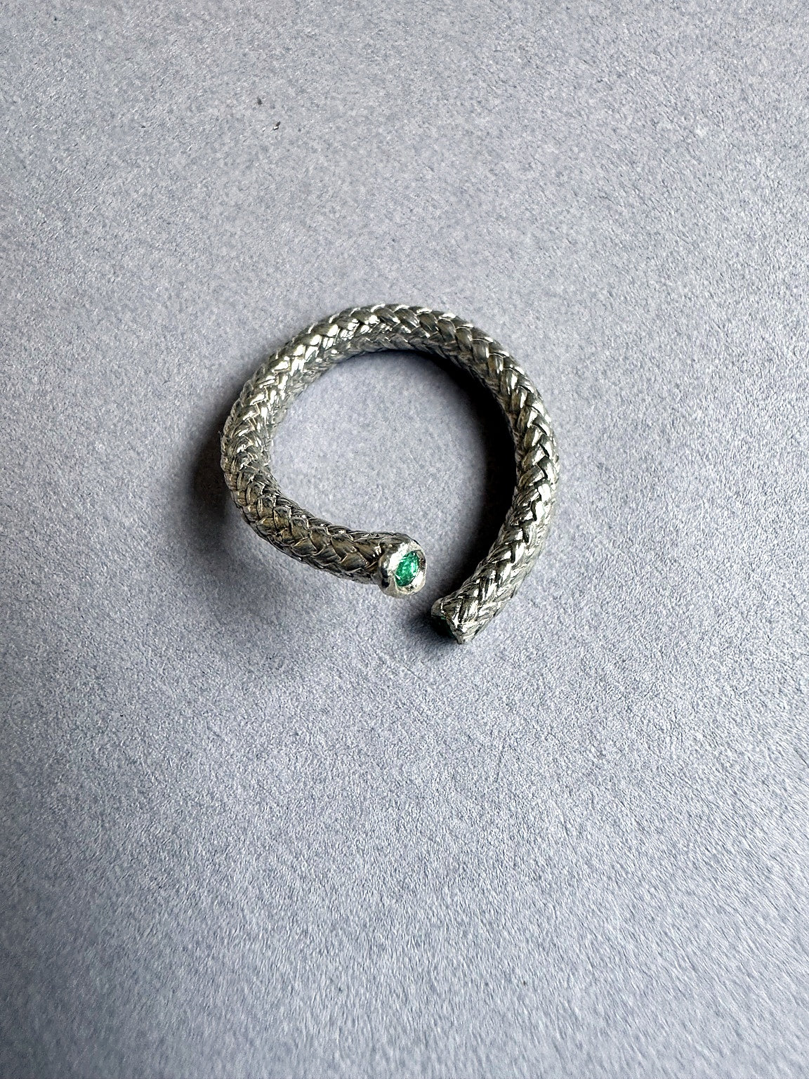 Sterling silver ring with emeralds