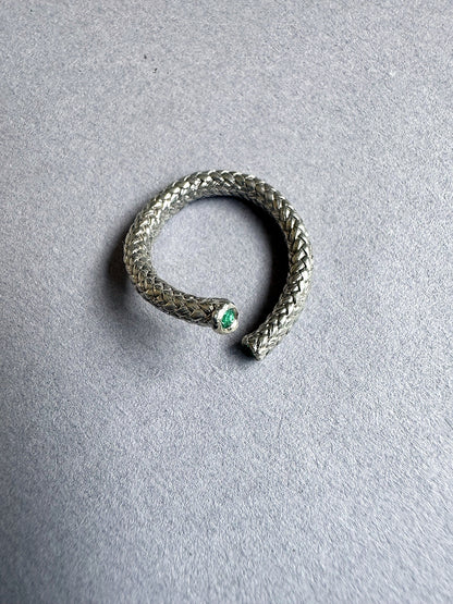 Sterling silver ring with emeralds