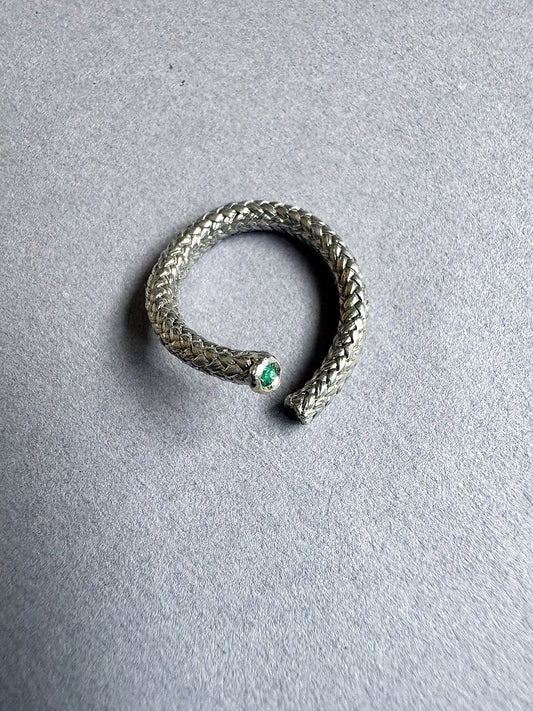 Sterling silver ring with emeralds